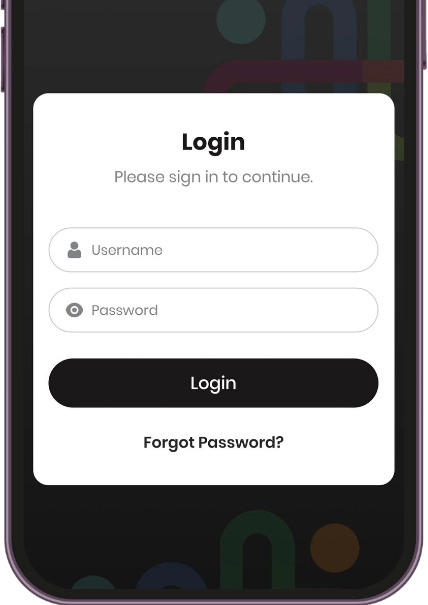 HR HUB Mobile App login credentials screen